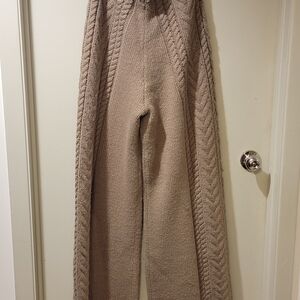 Oak + Fort Cable Knit Wide Leg Pants Size M Cozy Neutral Lounge